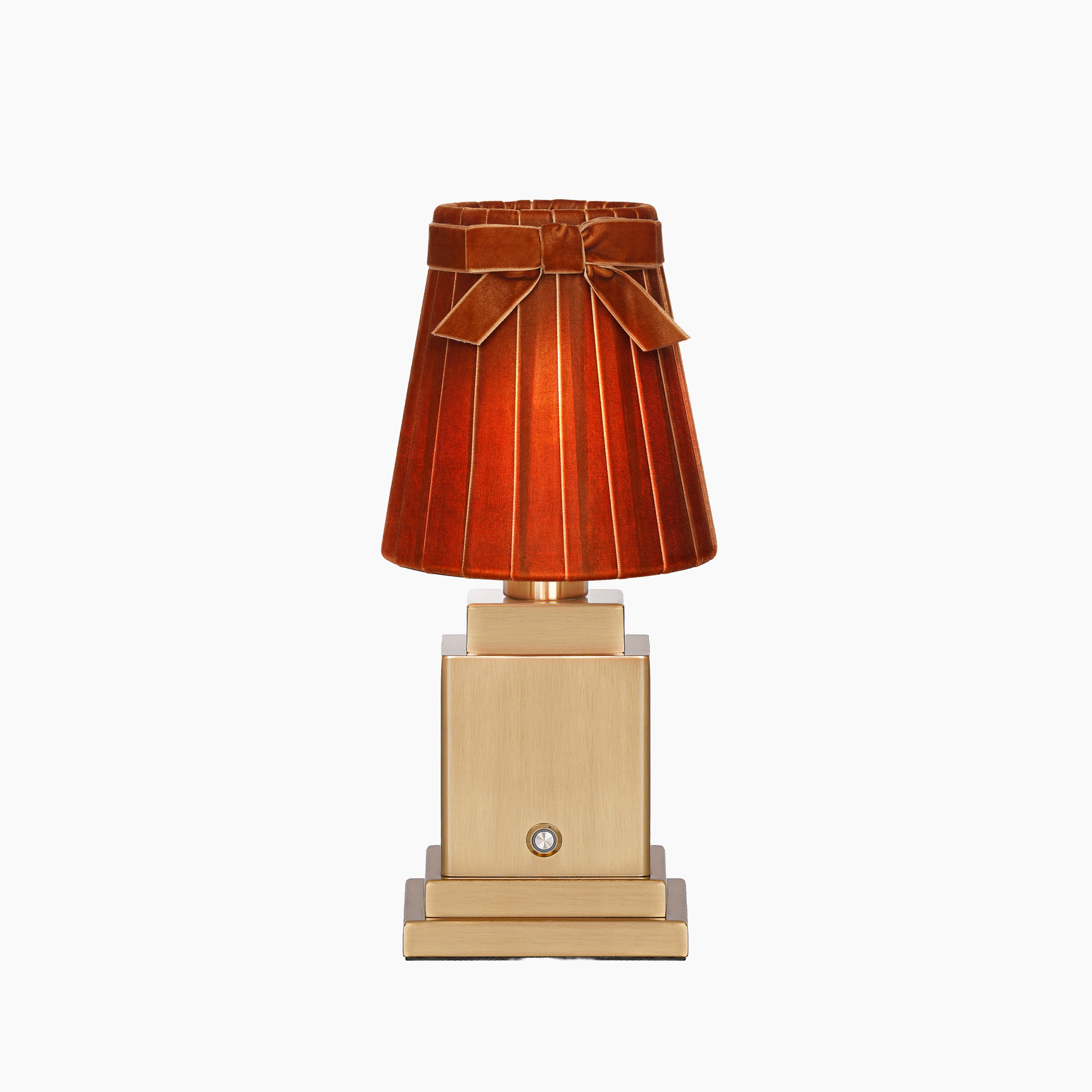OSCAR Brass Rechargeable Lamp with 5.5" Burnt Orange Velvet Lampshade