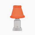 OSCAR Silver Rechargeable Lamp with Vermilion Frilled Fabric Lampshade