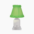 OSCAR Silver Rechargeable Lamp with Lime Green Frilled Fabric Lampshade