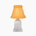 OSCAR Silver Rechargeable Lamp with Marigold Frilled Fabric Lampshade