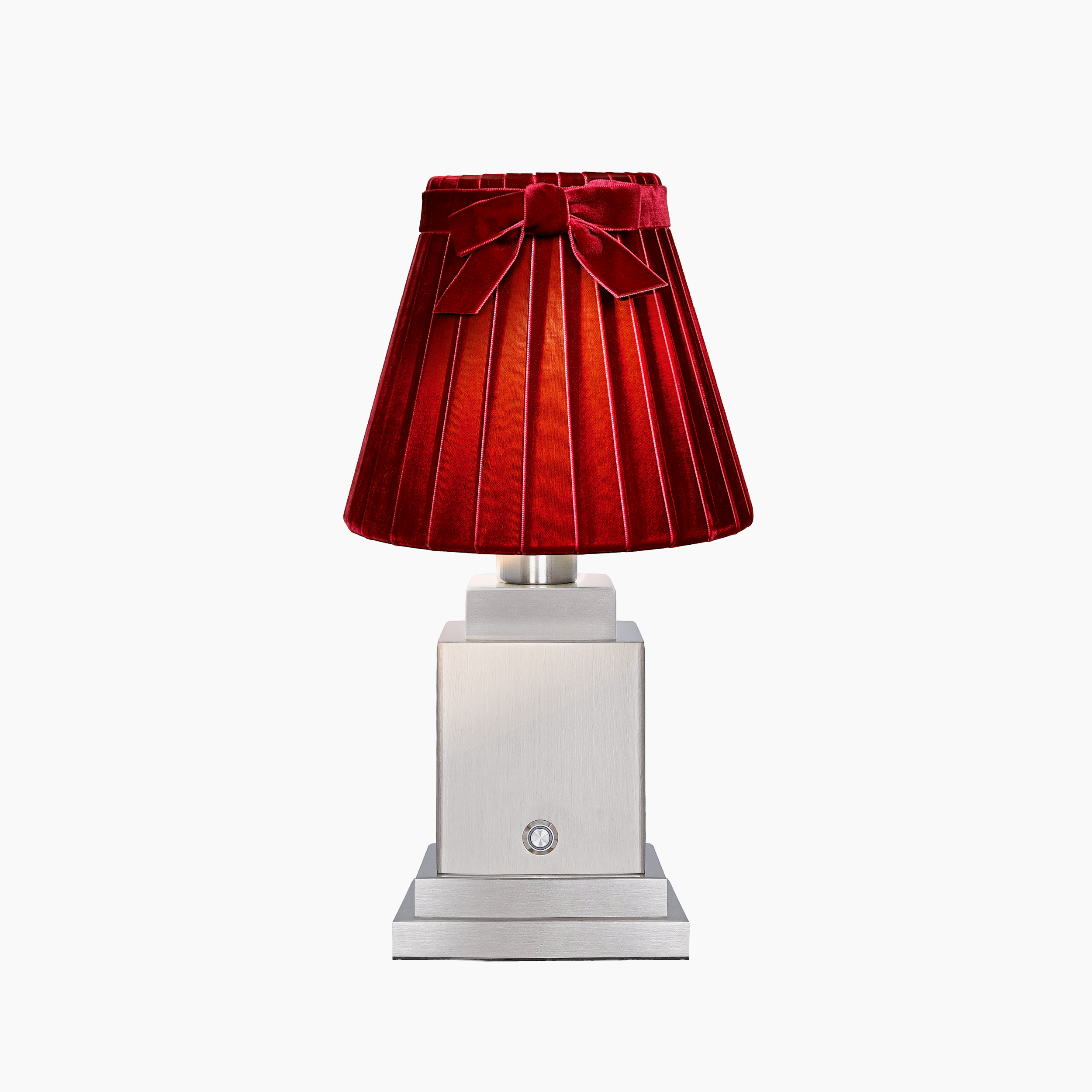 OSCAR Silver Rechargeable Lamp with 7.1" Vampire Velvet Lampshade