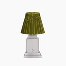 OSCAR Silver Rechargeable Lamp with 7.1" Olive Green Velvet Lampshade