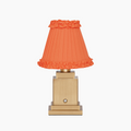 OSCAR Brass Rechargeable Lamp with VERMILION Frilled Fabric Lampshade