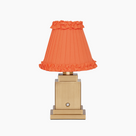 OSCAR Brass Rechargeable Lamp with VERMILION Frilled Fabric Lampshade