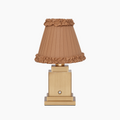 OSCAR Brass Rechargeable Lamp with CAMEL Frilled Fabric Lampshade