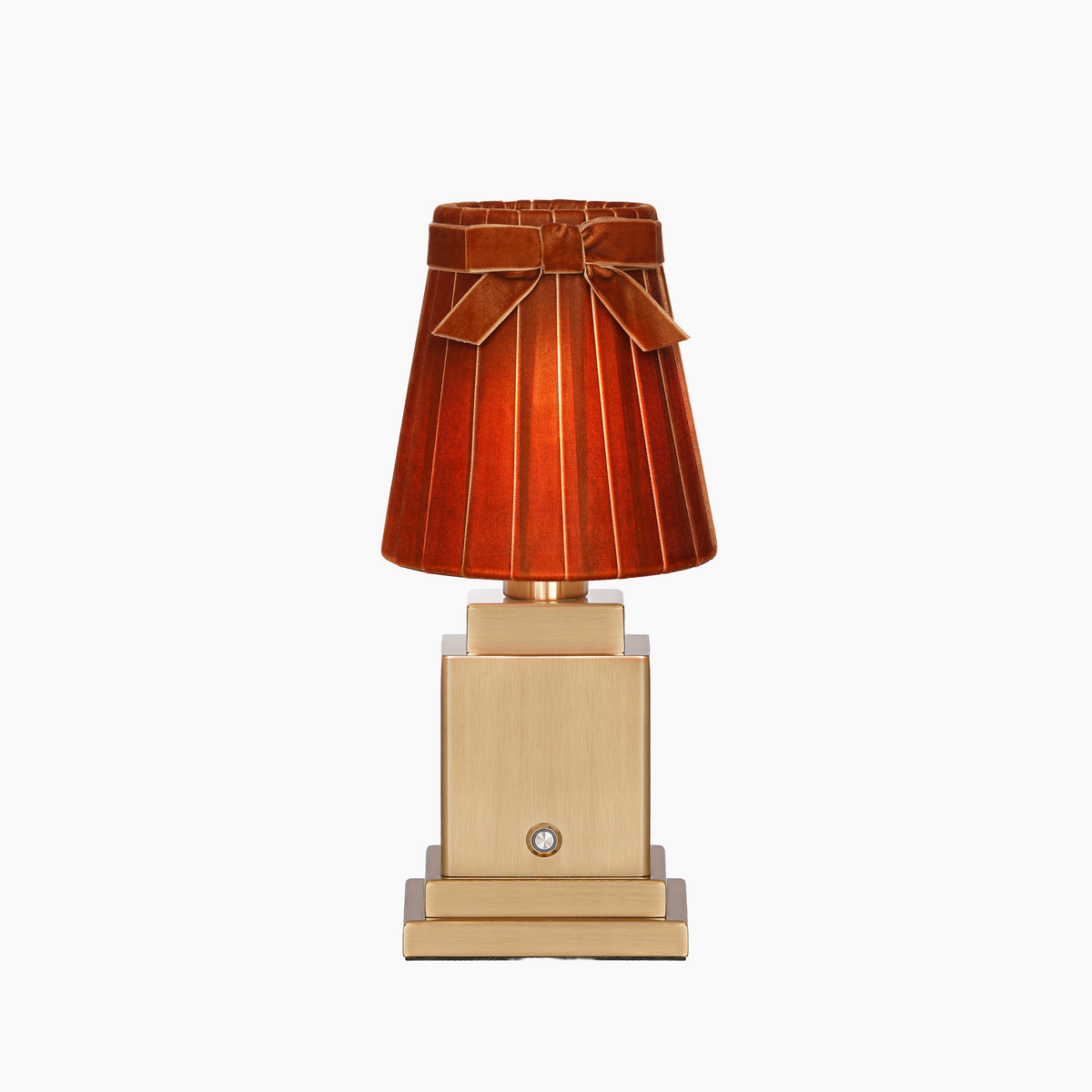 OSCAR Brass Rechargeable Lamp with 5.5" Burnt Orange Velvet Lampshade