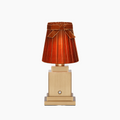 OSCAR Brass Rechargeable Lamp with 5.5" Burnt Orange Velvet Lampshade