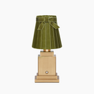 OSCAR Brass Rechargeable Lamp with 5.5" Olive Green Velvet Lampshade