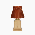 OSCAR Brass Rechargeable Lamp with 7.1" Burnt Orange Velvet Lampshade