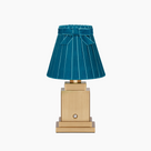 OSCAR Brass Rechargeable Lamp with 7.1" Teal Velvet Lampshade