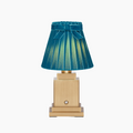 OSCAR Brass Rechargeable Lamp with 7.1" Teal Velvet Lampshade