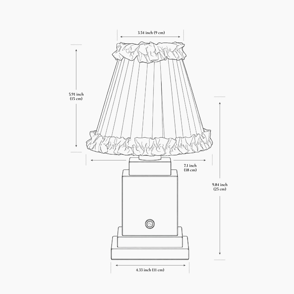 OSCAR Brass Rechargeable Lamp with Marigold Frilled Fabric Lampshade