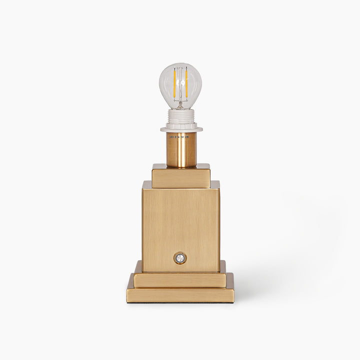 Oscar brass rechargeable cordless table lamp with warm golden finish
