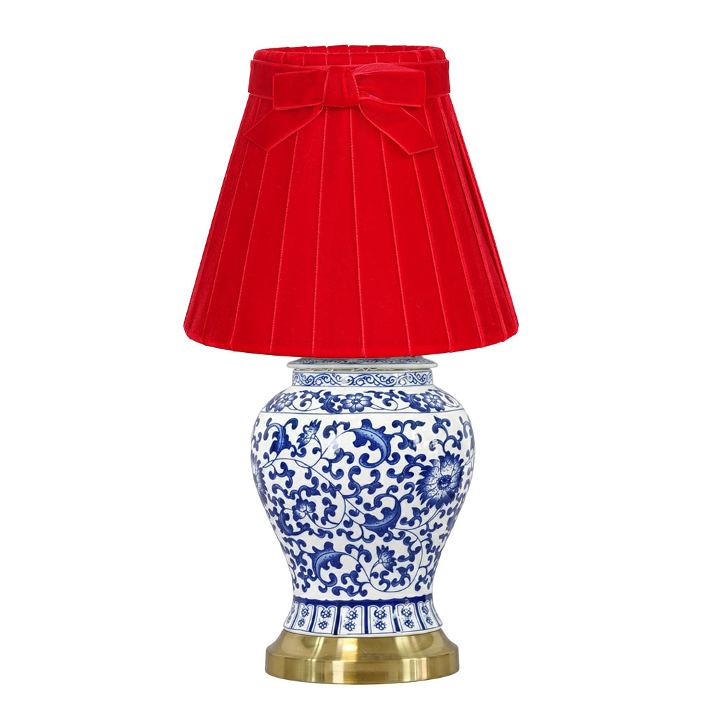 MIN Dynasty Ceramic 9.45" Rechargeable Lamp with 7" Marilyn Velvet Lampshade