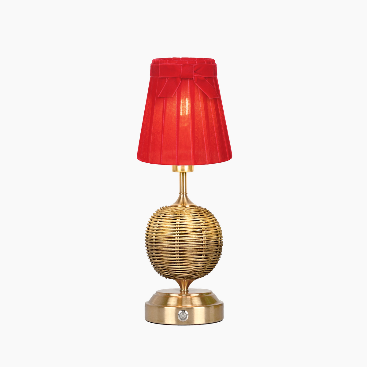 RADEN WICKER Rechargeable Lamp with 5.1" Marilyn Velvet Lampshade
