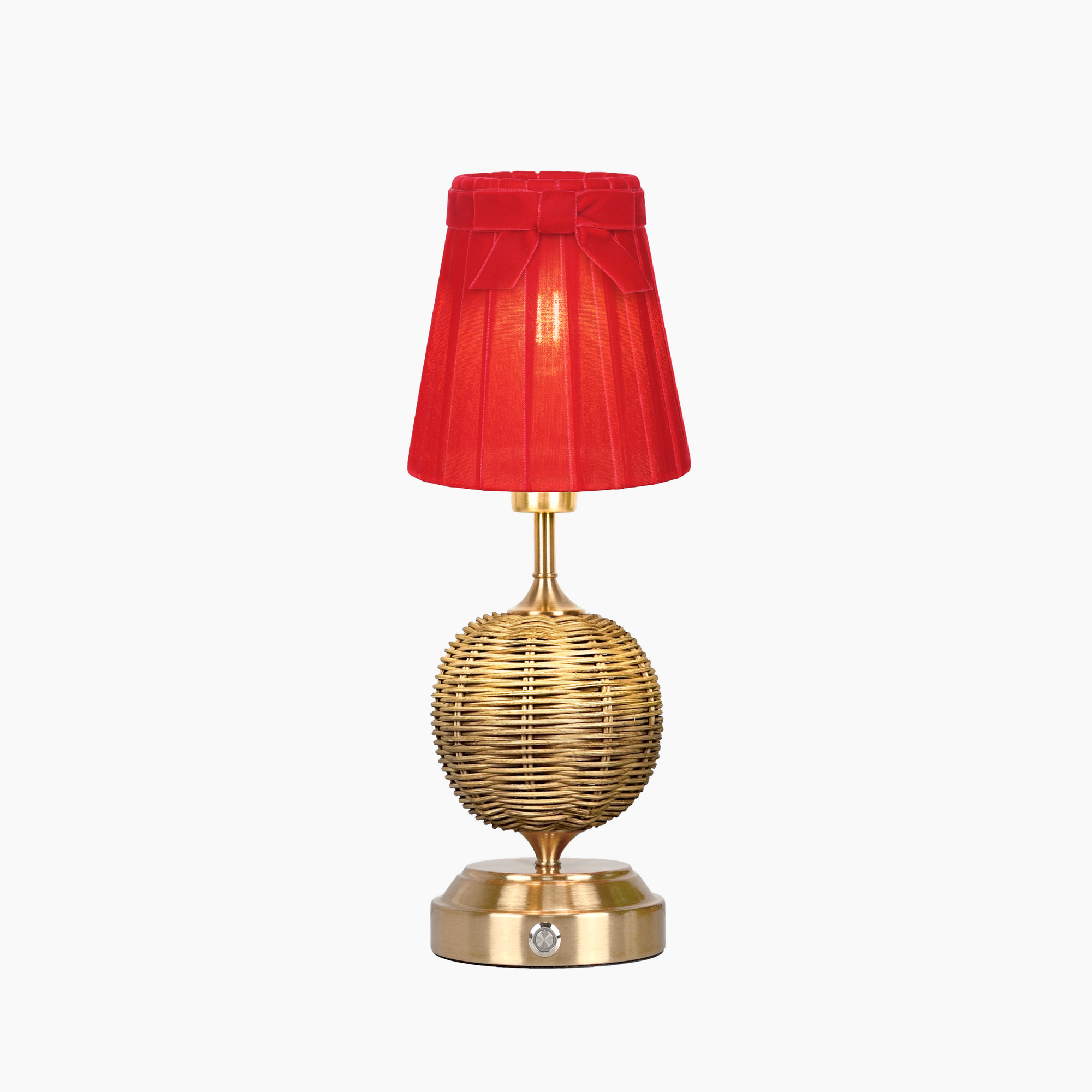 RADEN WICKER Rechargeable Lamp with 5.1" Marilyn Velvet Lampshade