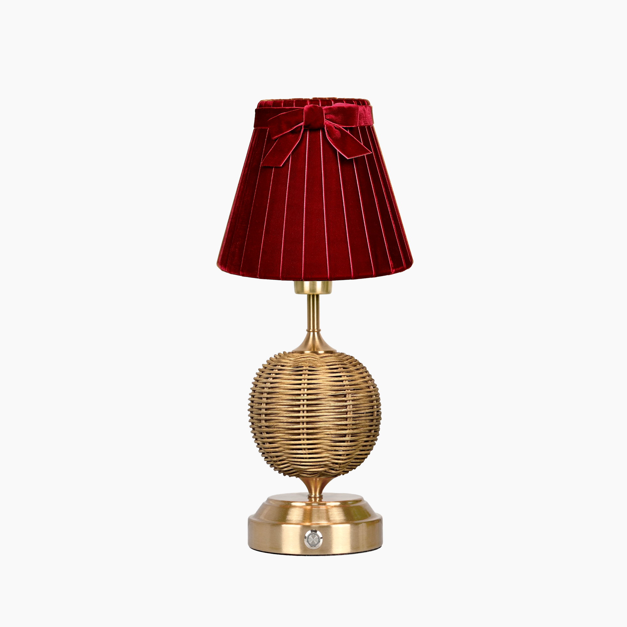 RADEN WICKER Rechargeable Lamp with 7.1" Vampire Velvet Lampshade