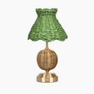 RADEN WICKER Rechargeable Lamp with Olive Seagrass Lampshade