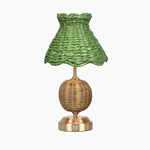 RADEN WICKER Rechargeable Lamp with Olive Seagrass Lampshade