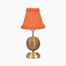 RADEN WICKER Rechargeable Lamp with Vermilion Frilled Fabric Lampshade