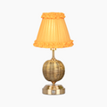RADEN WICKER Rechargeable Lamp with Marigold Frilled Fabric Lampshade
