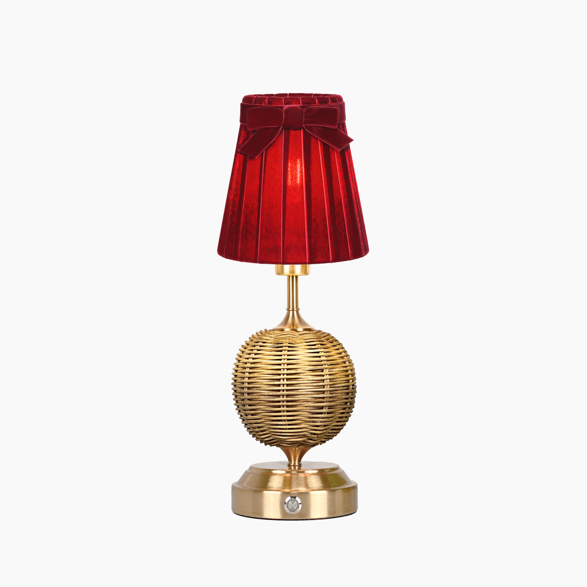 RADEN WICKER Rechargeable Lamp with 5.5" Vampire Velvet Lampshade