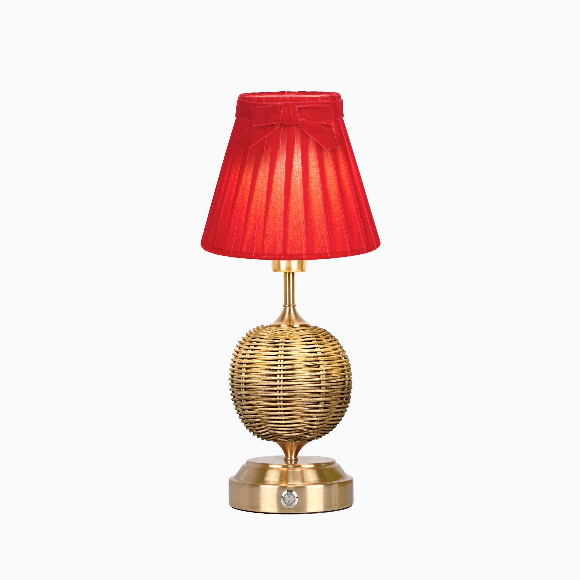 RADEN WICKER Rechargeable Lamp with 7.1" Marilyn Velvet Lampshade