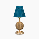 RADEN WICKER Rechargeable Lamp with 7.1" Teal Velvet Lampshade