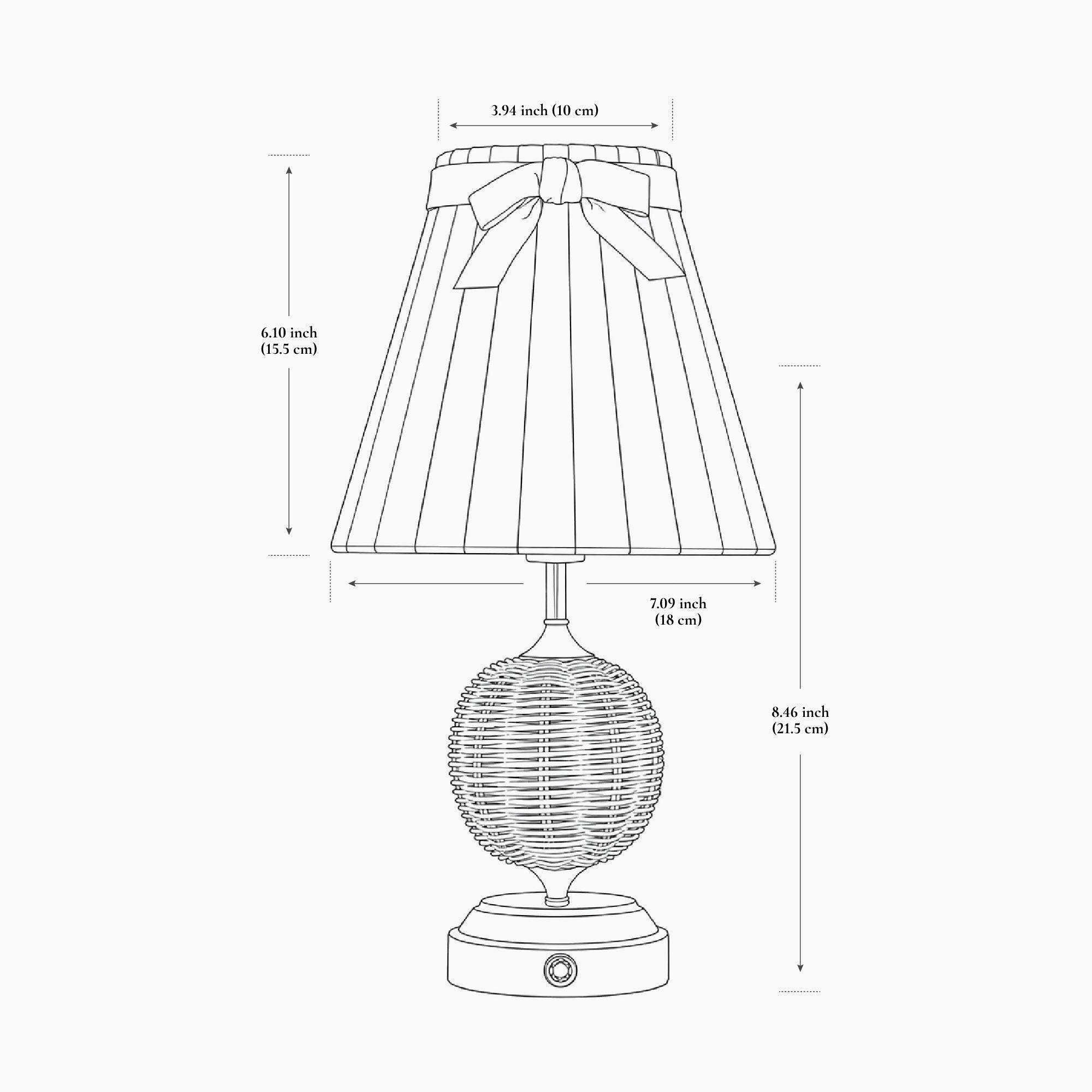RADEN WICKER Rechargeable Lamp with 7.1" Burnt Orange Velvet Lampshade