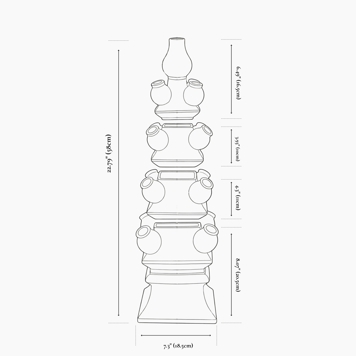 FOUR-LAYER 22.8" Dynasty Angular Tulip Vase in Delft Green