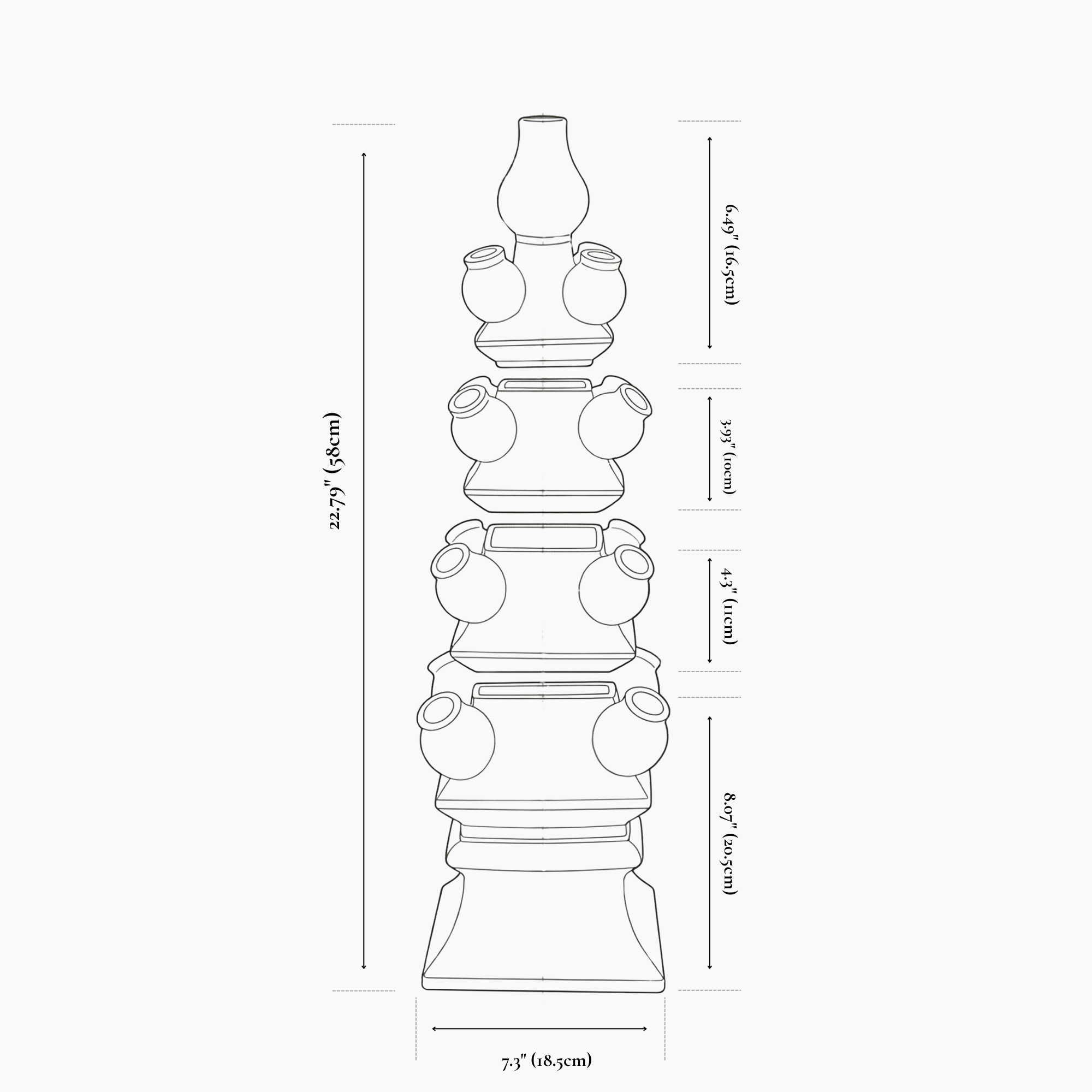 FOUR-LAYER 22.8" Dynasty Angular Tulip Vase in Delft Green