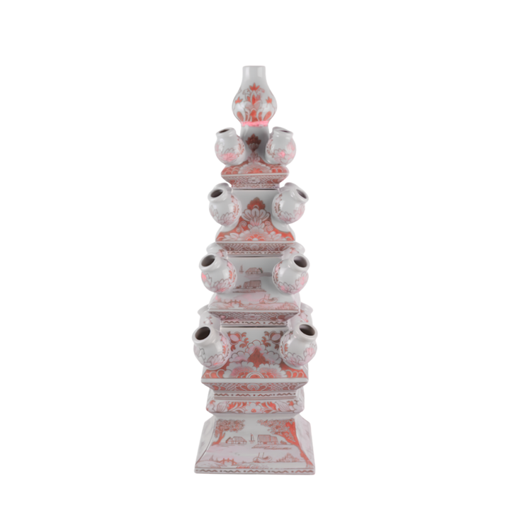 FOUR-LAYER 22.8" Dynasty Angular Tulip Vase in Delft Pink