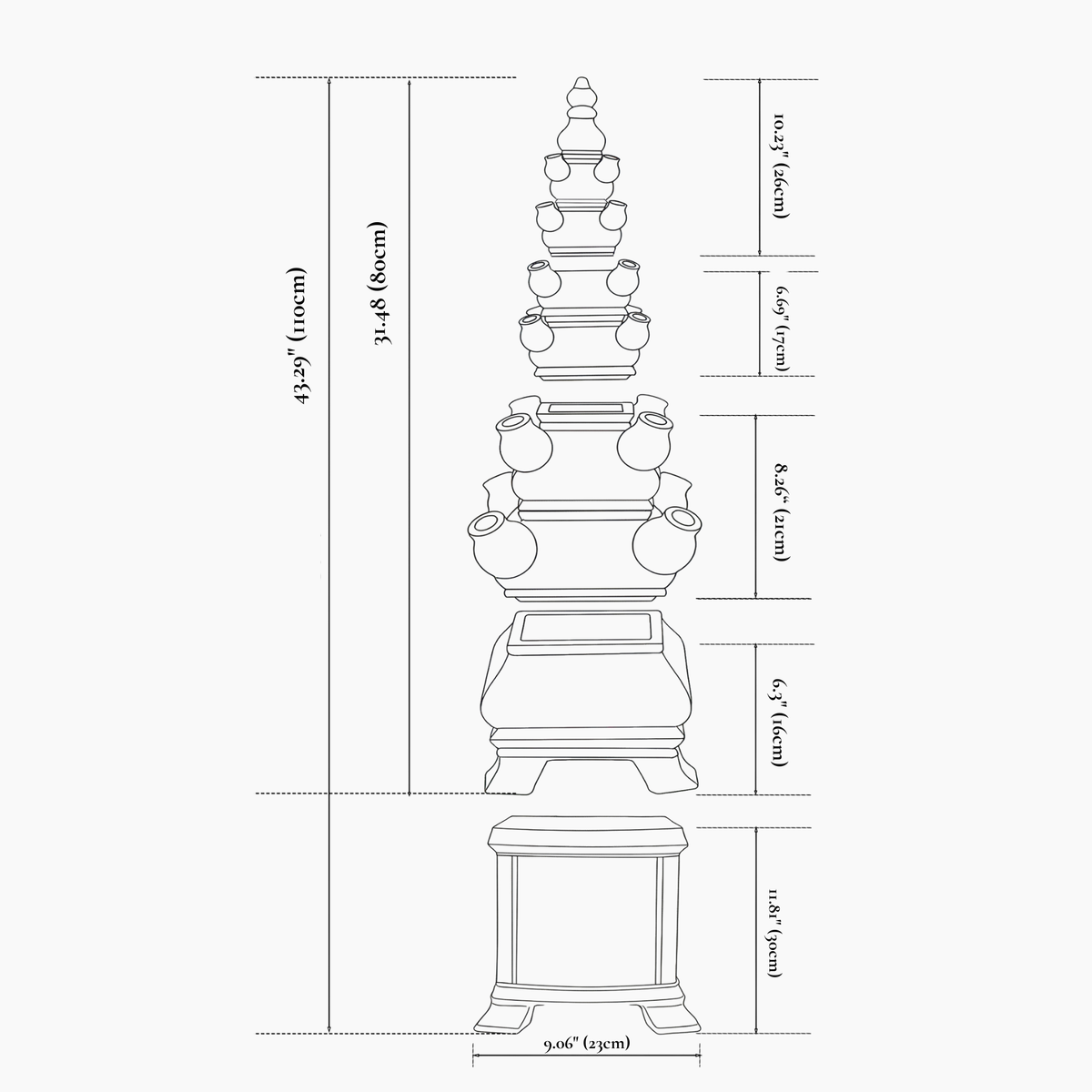 SOVEREIGN Rounded 42.5" Grand Tulipiere Tower in Delft Green