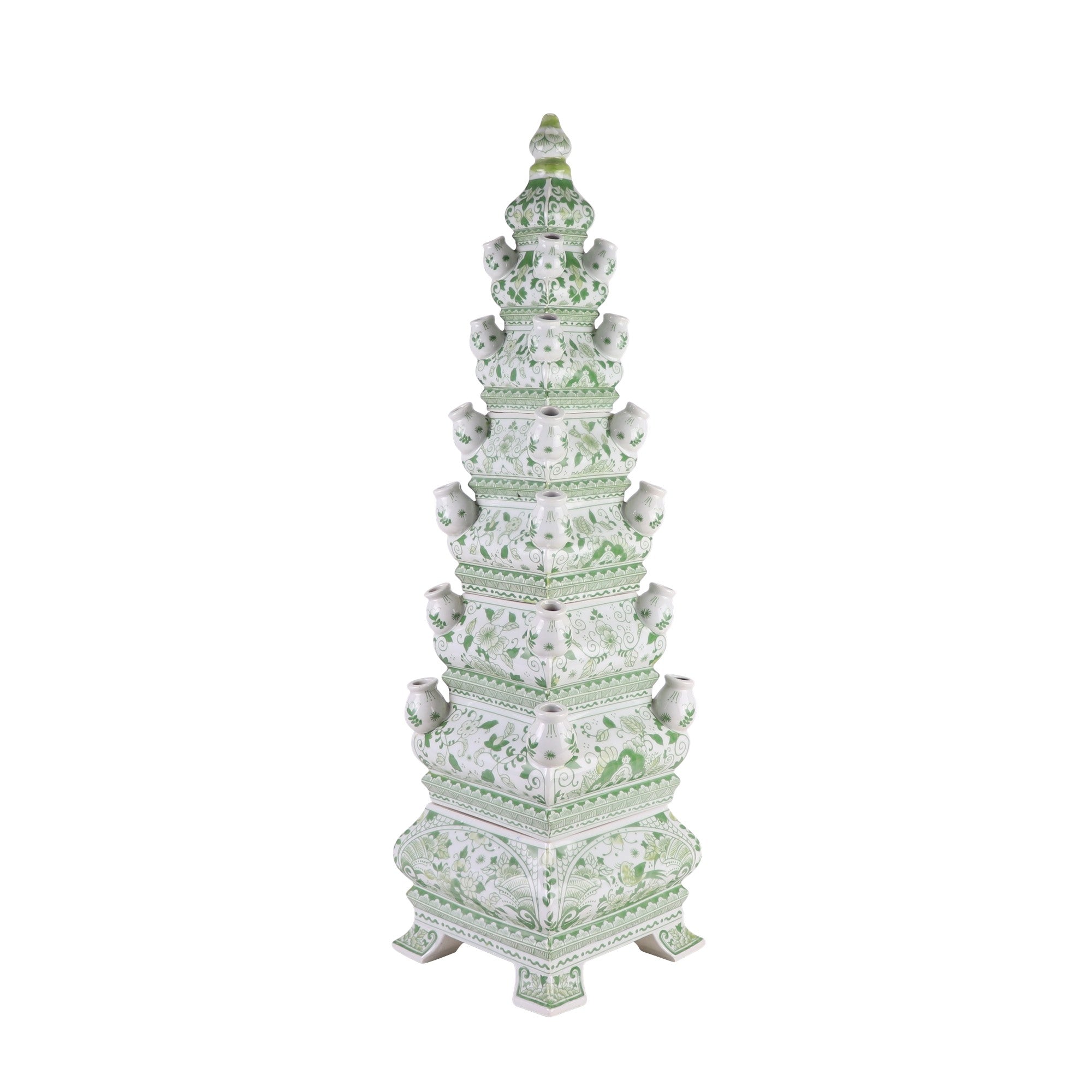 FIVE-LAYER 31.3" Tulip Pyramid Vase in Delft Green