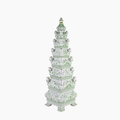 Five-tier green Delft-style porcelain tulip pyramid vase, 31.3 inch