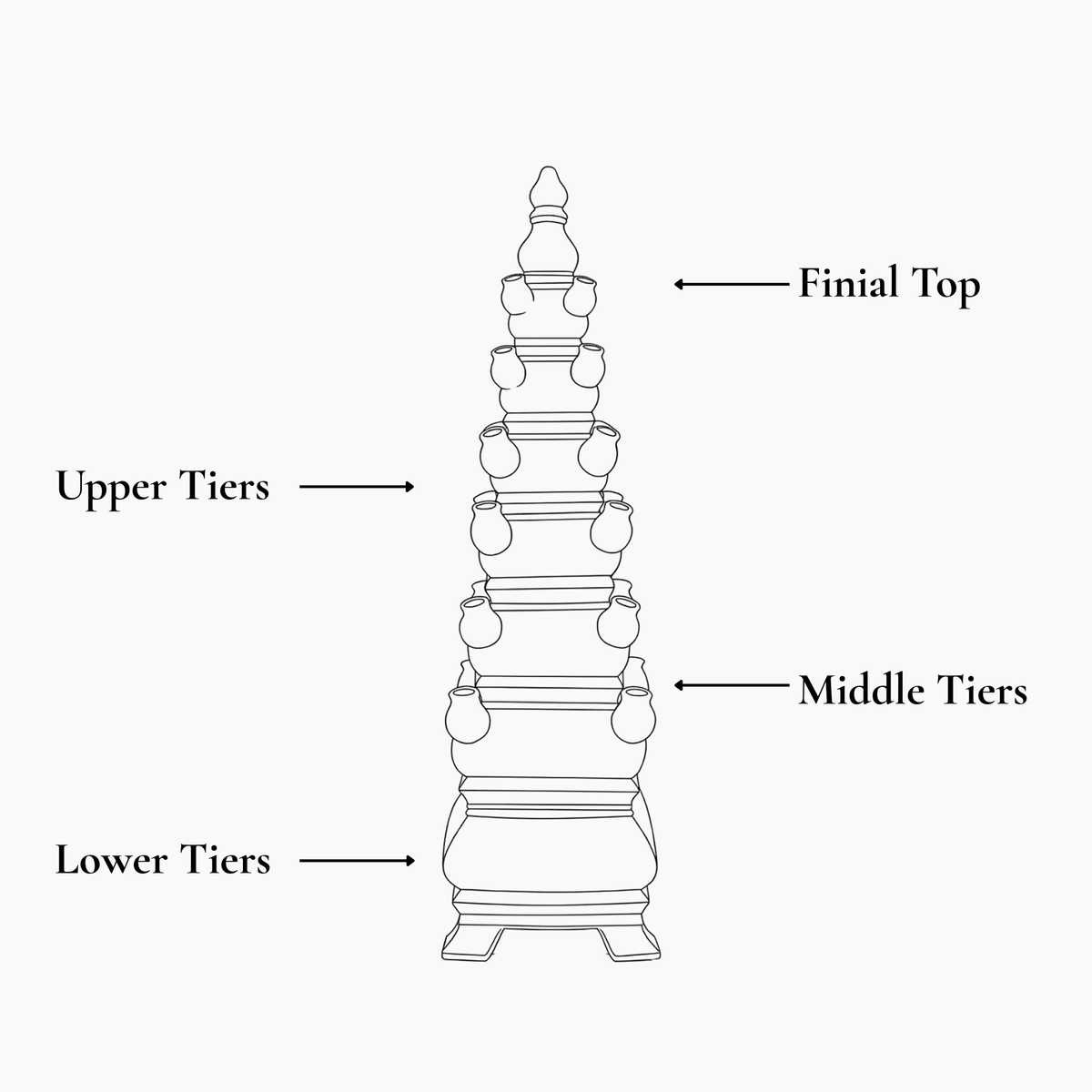 FIVE-LAYER 31.3" Tulip Pyramid Vase in Delft Blue