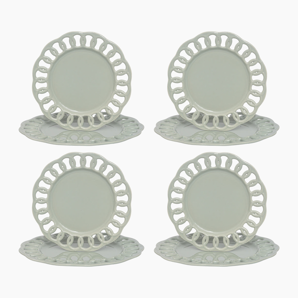 Sage Green Dinner and Salad Plates Set for 4