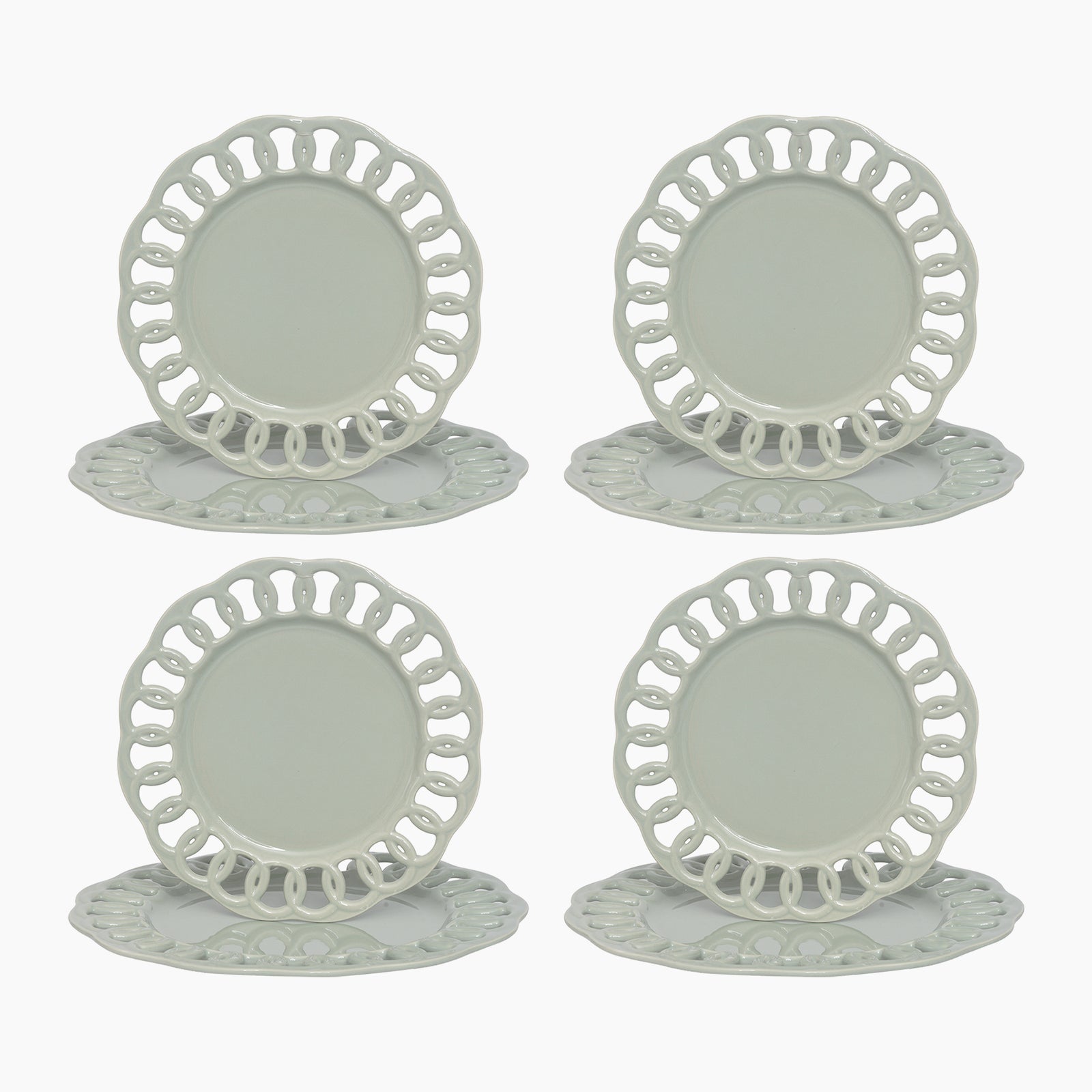Sage Green Dinner and Salad Plates Set for 4