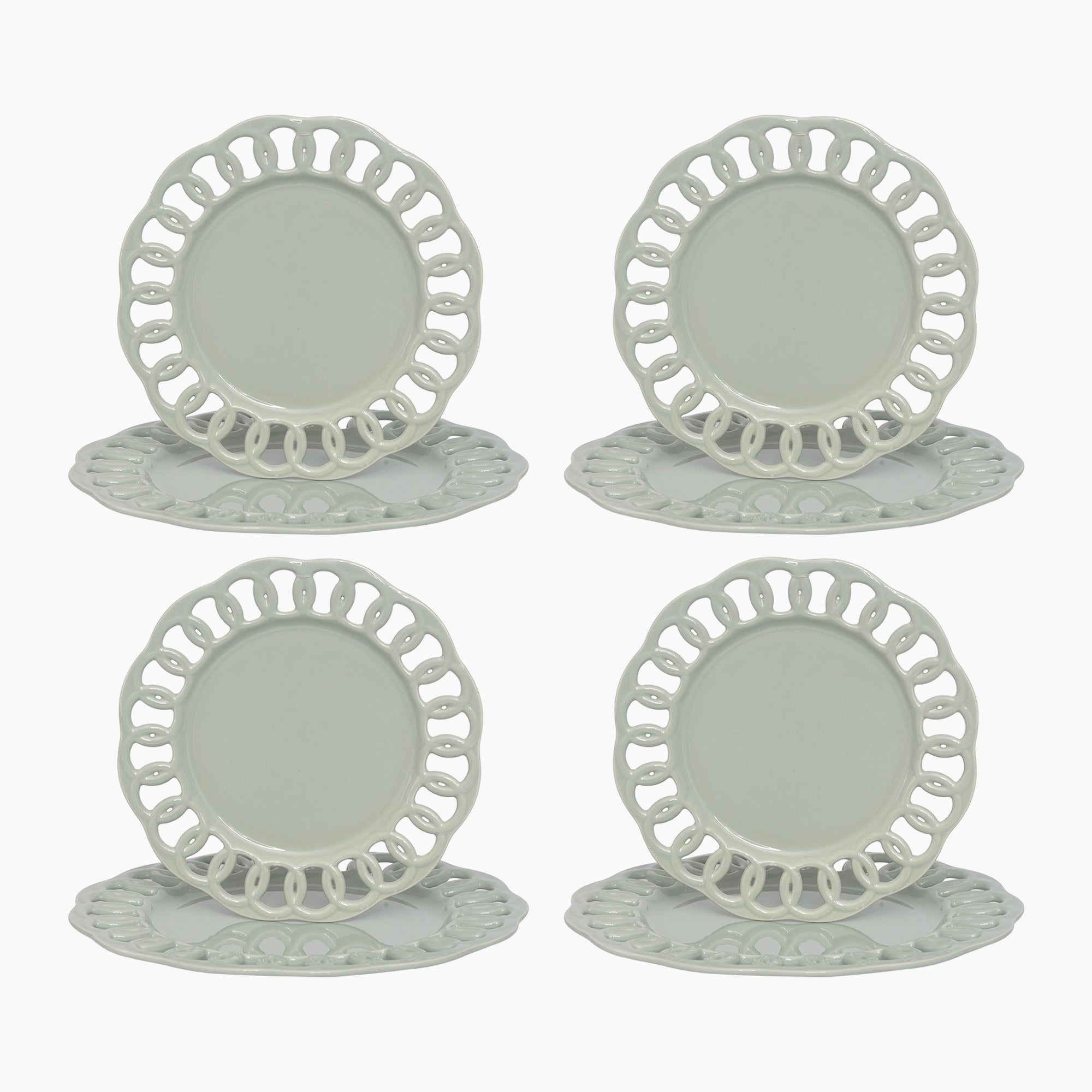 Sage Green Dinner and Salad Plates Set for 4