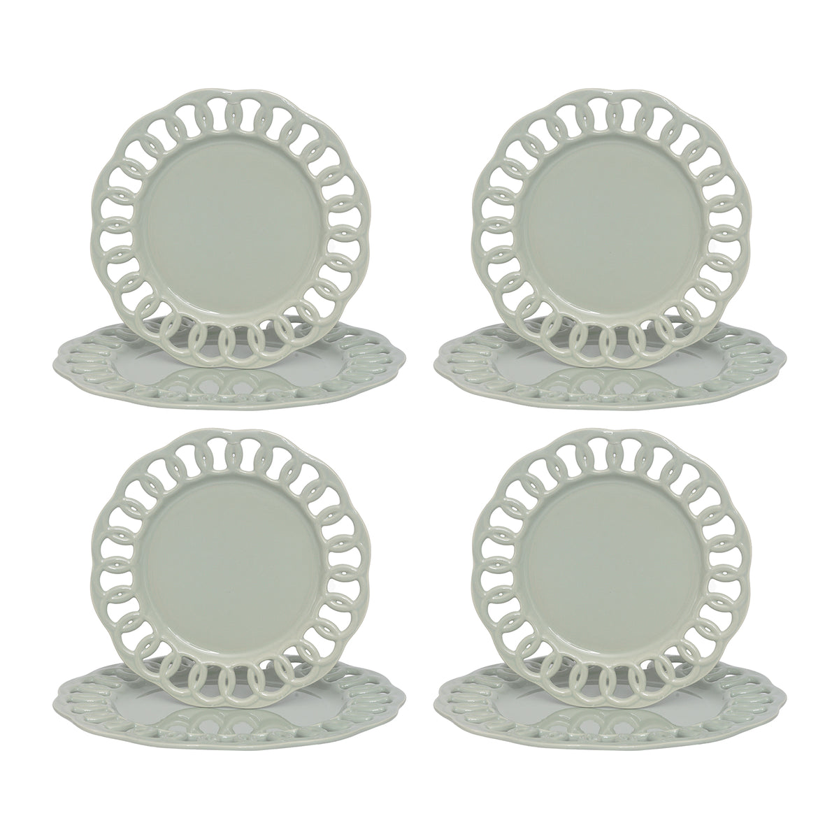 Sage Green Dinner and Salad Plates Set for 4