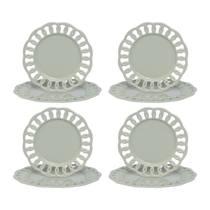 Sage Green Dinner and Salad Plates Set for 4