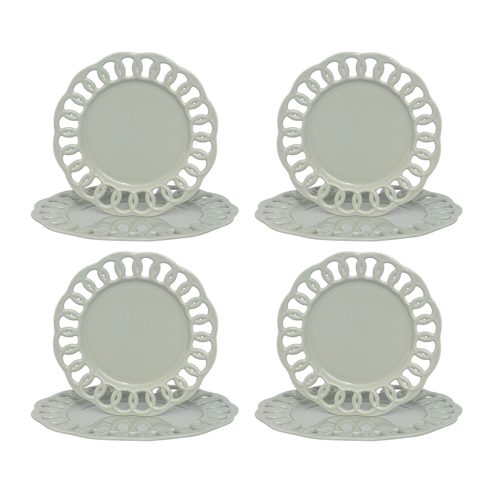 Sage Green Dinner and Salad Plates Set for 4