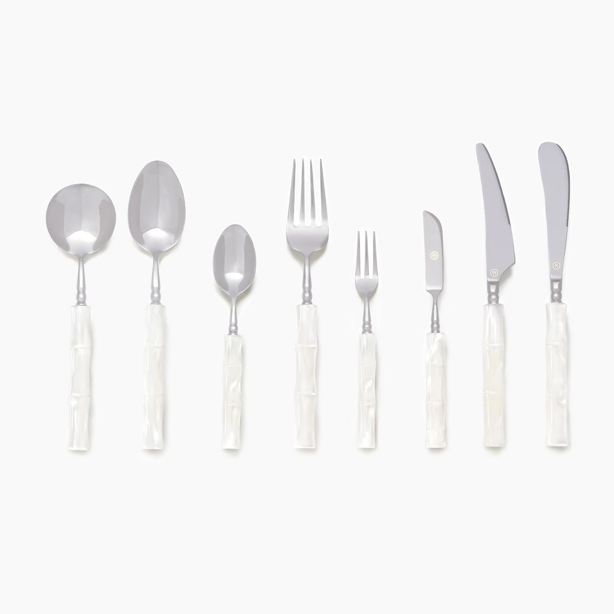 White Marble Flatware Set for 1