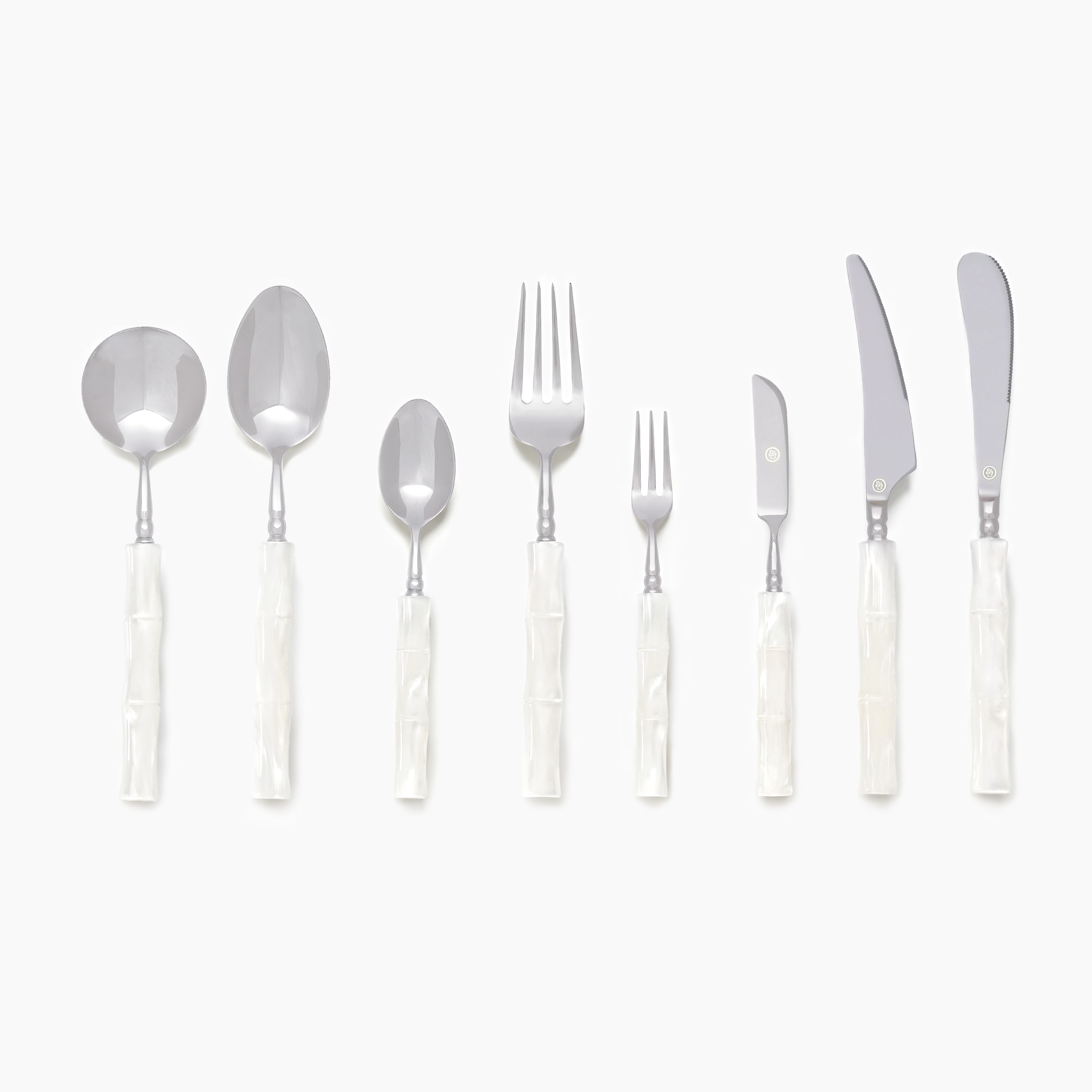 White Marble Flatware Set for 1