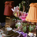 OSCAR Brass Rechargeable Lamp with 5.5" Burnt Orange Velvet Lampshade