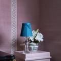 MERLIN Crystal Rechargeable Lamp with 5.5" Teal Velvet Lampshade