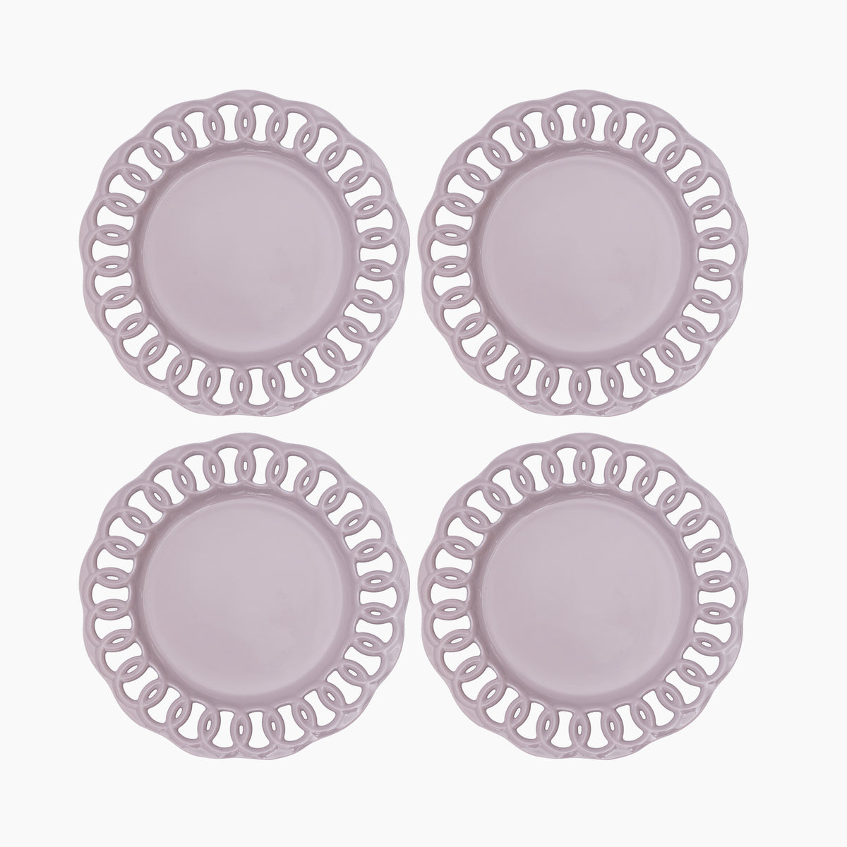 Violet Ceramic Dinner Plates Set for 4