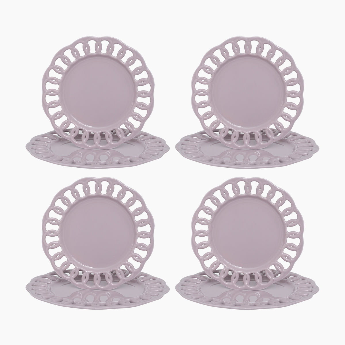 Violet Dinner and Salad Plates Set for 4