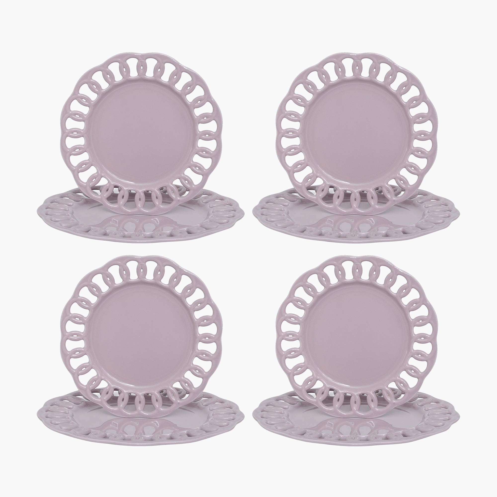 Violet Dinner and Salad Plates Set for 4