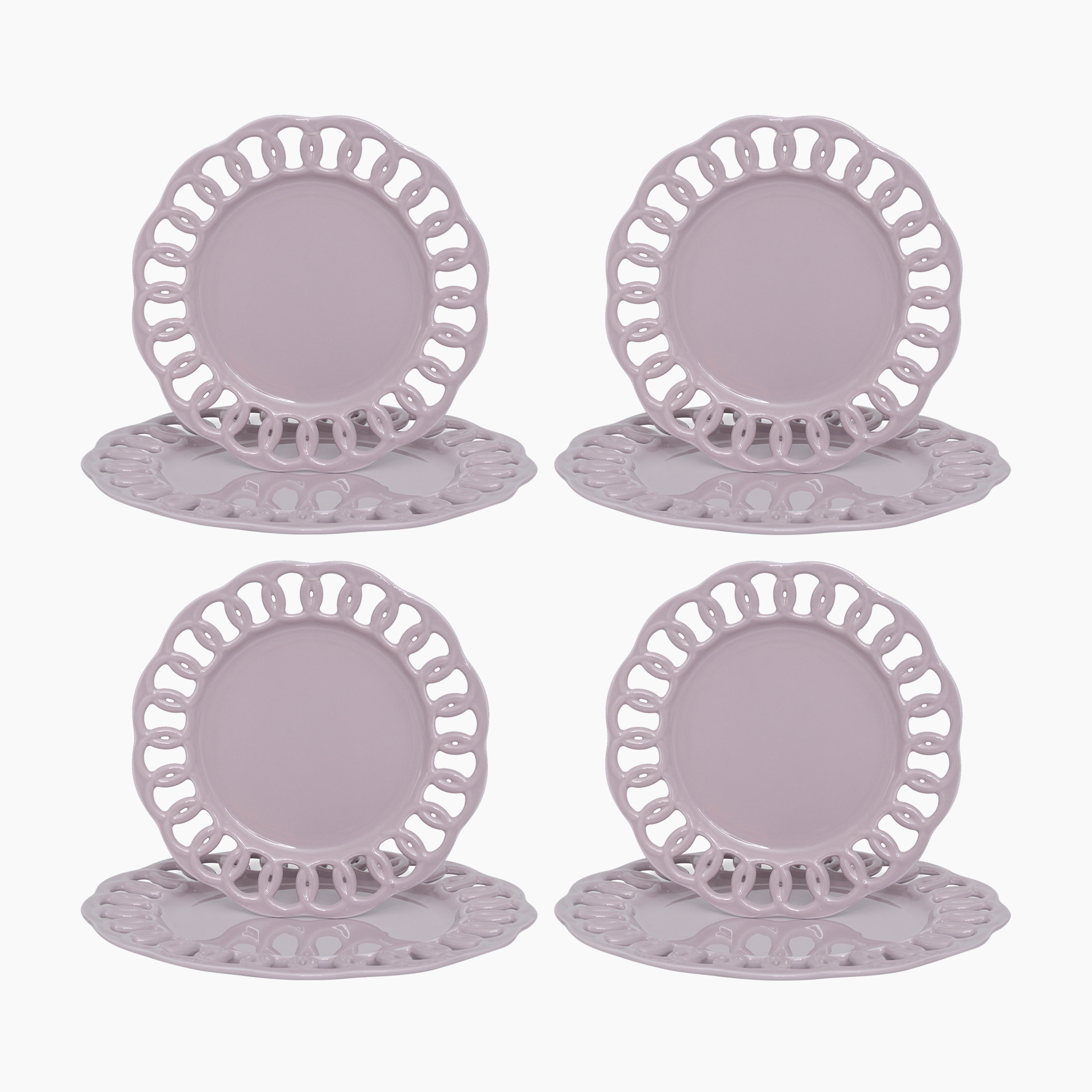 Violet Dinner and Salad Plates Set for 4